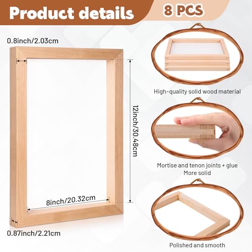 CroBlissful 8 Pcs Wood Silk Screen Printing Frames, 8x12 Inch with 200 White Mesh Screen Printing Frame, DIY Craft Stencil Kit for Beginners T-Shirts, Posters, Wood Sign, Paper Making - style: 200 Mesh