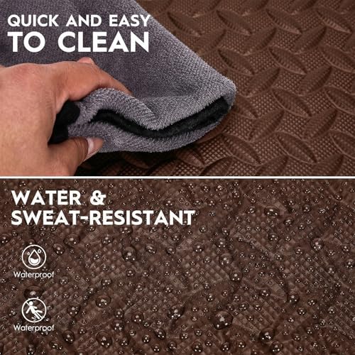 18 Pcs EVA Foam Floor Tiles, Puzzle Exercise Mat Set for Gym - color: Brown
