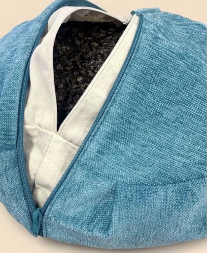 Buddha Groove Chenille Meditation Zafu Cushion with Buckwheat Insert, 16 Inch Round Floor Pillow for Yoga, Mindfulness and Zen Practice, Removable Machine-Washable Cover, Teal