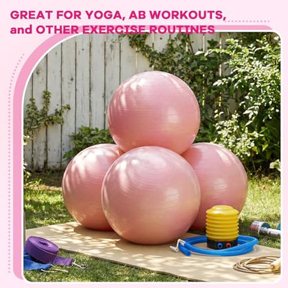 Leyndo 4 Pcs 26 Inch Yoga Exercise Ball Pilates - color: Light Pink