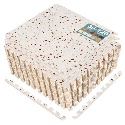 Sorbus 120 Sq. Ft. Interlocking Terrazzo Foam Floor Tiles - color: Terrazzo, size: 30 Pack