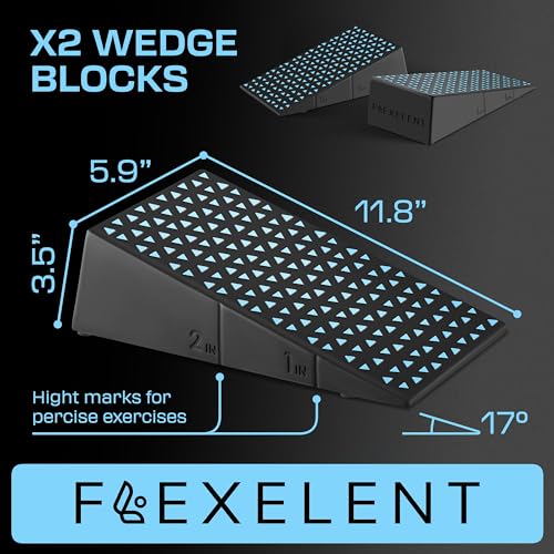 Flexelent Heel Elevated Squat Wedge Block Pair, 17° Angle, Bag Included - color: Light Blue Sky
