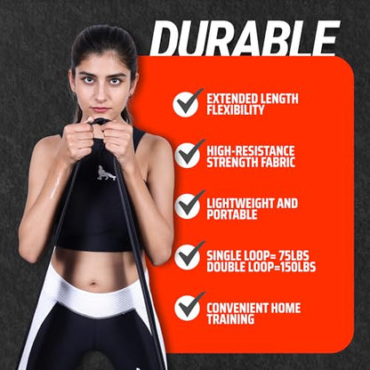 76 Inch Fabric Resistance Band for Strength Training, Mobility, and Stretching, Non-Slip Workout Band for Athletes, Home Gyms, Yoga, and Physical Therapy - color: Black