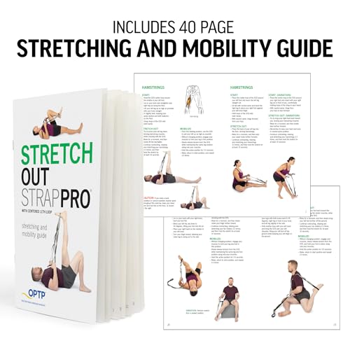 OPTP Stretch Out Strap Pro with Exercise Book, 11 Loops USA-Made Yoga Strap