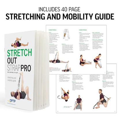 OPTP Stretch Out Strap Pro with Exercise Book, 11 Loops USA-Made Yoga Strap