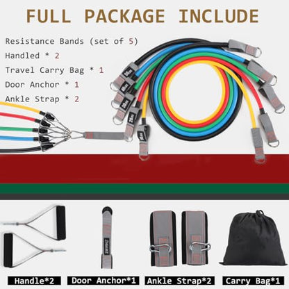Resistance Bands with Handles, Exercise Bands with Handles, Door Anchor - color: 5 in 1 band -150lbs