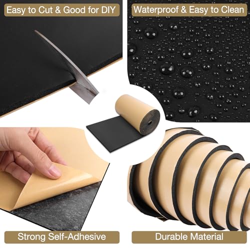 LSGCQ Sponge Neoprene Foam Padding Self Adhesive Foam Sheets, Black | Closed Cell Foam Sheet Neoprene Rubber Pad for DIY Gaskets Shock Pads Liner Crafts, 12" Wide x 1/2" Thick x 59" Long - color: Black, size: 12" Wide x 1/2" Thick x 59" Long