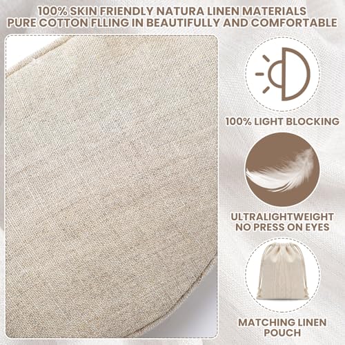 2 Set Pure Linen Sleep Mask Organic Cotton Eye Cover Gift,Linen - color: Linen