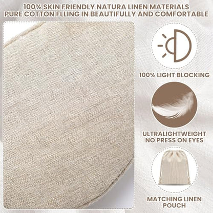 2 Set Pure Linen Sleep Mask Organic Cotton Eye Cover Gift,Linen - color: Linen