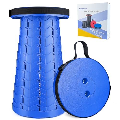 Boreeman Upgraded Folding Stool Lightweight Yet More Sturdy with Load Capacity 400lbs Portable Collapsible Stool for Camping Fishing Hiking BBQ (All Blue) - color: All Blue