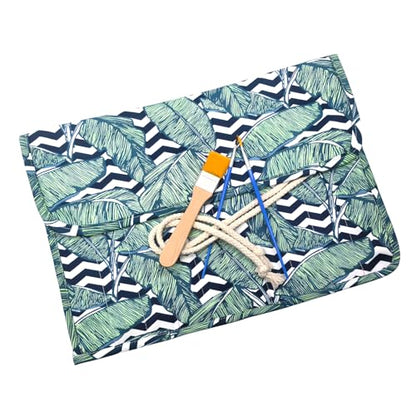Funny live Paint Brush Holder Art Supplies, Artist Brush Holder & Storage Organizer Roll-Up Case Bag, Protect Acrylic Oil Watercolor Paintbrushes (Green Leaf 20 Slot Pockets) - color: Green Leaf 20 Slot Pockets