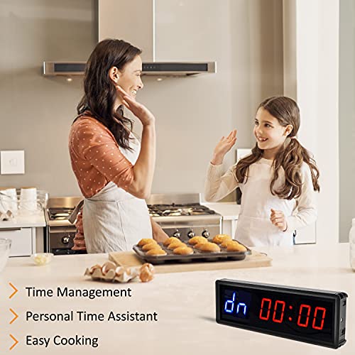 LED Interval Timer Count Down/Up Clock Stopwatch with Remote for Home Gym Fitness - color: Blue+red