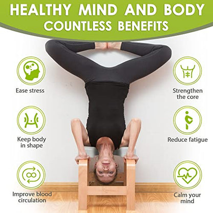 BODY RHYTHM Yoga Headstand Bench, Yoga Inversion Chair, Headstand Trainer for Relieve Stress, Improve Sleep & Digestion and Strength Training, Ideal for Home Workout, Fitness and Gym - color: Classic White