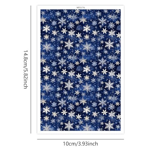 10 Pcs Christmas Polymer Clay Transfer Paper, Xmas Snowflake Santa Clause 2 Design Water Soluble Transfer Sheets for Polymer Clay Earrings Jewelry Making DIY Projects 5.82X3.93 inch