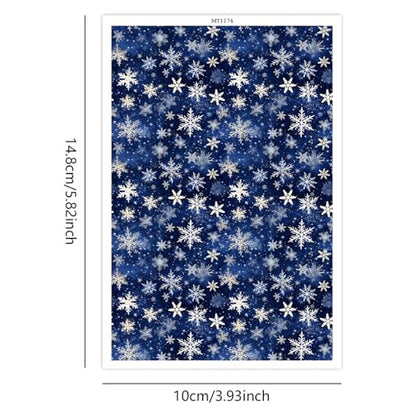 10 Pcs Christmas Polymer Clay Transfer Paper, Xmas Snowflake Santa Clause 2 Design Water Soluble Transfer Sheets for Polymer Clay Earrings Jewelry Making DIY Projects 5.82X3.93 inch