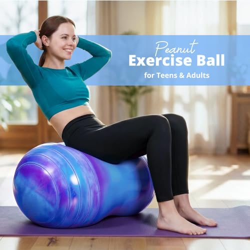 18''/20'' Peanut Ball for Kids & Adults, Anti-Burst Exercise Ball - color: Blue-purple, size: 20''(50cm*100cm)