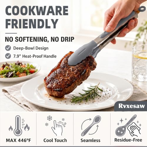 Kitchen Utensils Set,9 PCS Silicone Cooking Utensils Set Spatula Set,Tongs,Spoon,Whisk,Brush,Dishwasher Safe Kitchen Gadgets for Non-Stick Cookware,Home Essential，Kitchen Appliances Tool(Gray) - color: Gray
