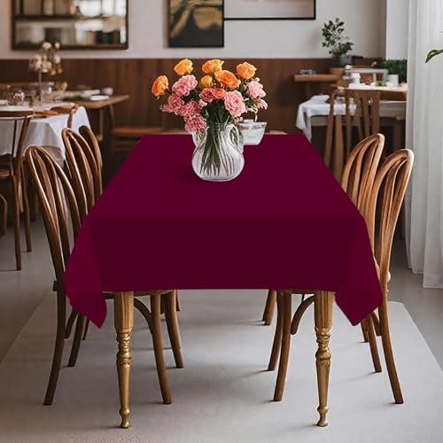 54IN X 160FT Plastic Table Cover Roll with Cutter Box, Cut to Size Plastic Table Cloths for Parties, Birthday, (Burgundy, 54"x1920") - color: Burgundy, size: 1920" x 54" (Rectangular)