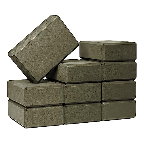 3in Yoga Blocks Bulk, 10 Pack, 3x6x9in - color: Olive Green