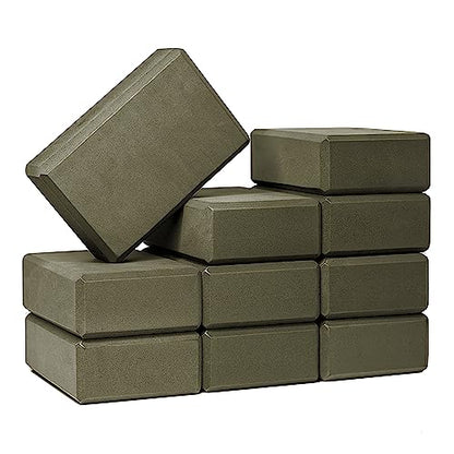 3in Yoga Blocks Bulk, 10 Pack, 3x6x9in - color: Olive Green