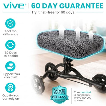 Vive Mobility Knee Scooter Pad Cover - Soft Adult Sheepskin Memory Foam - color: Gray