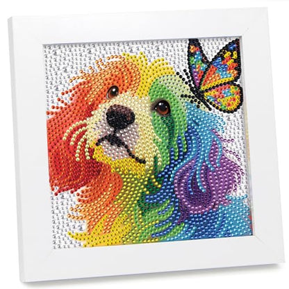 geesfayan Diamond Art Kits for Kids,6 Inch DIY Gem Art Painting with 7 Inch Frame, Complete Starter Kit for Beginners, Creative Arts & Crafts Gift for Girls & Boys (Butterfly Dog) - color: Butterfly Dog