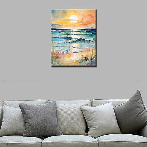 Sea Sunset Abstract Beach View Oil Painting Paint by Number Kits 16 x 20 inch Canvas Graffiti Beach Scenery DIY Painting for Kids Students Adults Beginner with Brushes Acrylic Pigment (DIY Frame) - color: Abstract Beach 03, size: 16''x20''(DIY Frame)