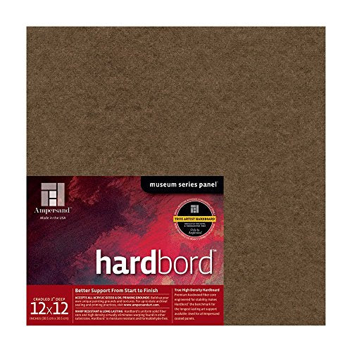 Ampersand Art Supply Hardboard Wood Painting Panel: Museum Series Hardbord, 12" x 12", 2 Inch Cradled Profile - color: 2 Inch Cradled Profile, size: 12" x 12"
