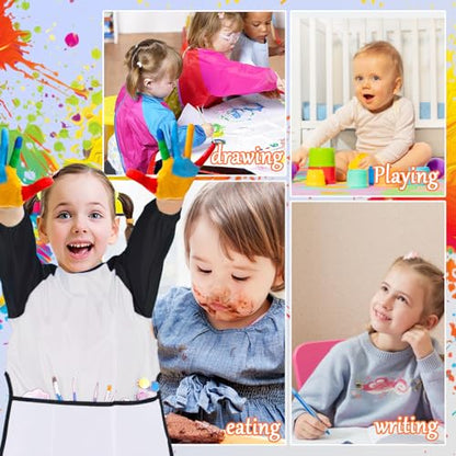 Zkptops 2 Pack Kid Art Smocks Waterproof Kids Painting Aprons Toddler Art Smock Kids Paint Smock with Long Sleeve 3 Roomy Pockets for Age 3-7 Years(White) - color: Y 2 Pack White