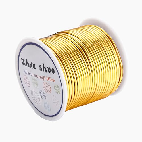 12 Gauge(2mm) Aluminum Wire 35 Yards Anodized Metal Wire for Bonsai Armature Crafting Sculpting Jewelry Craft Making Beading Floral (Gold, 12 Gauge) - color: Gold