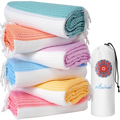 6 Packs Turkish Beach Towels Oversized Swim Towel Set Bulk Quick Dry Bath Pool SandFree Extra Large Xl Big Blanket Adult Travel Essentials Cruise Accessories Must Have Clearance Vacation Stuff - color: Multi Dot, size: 72 x 36 inch