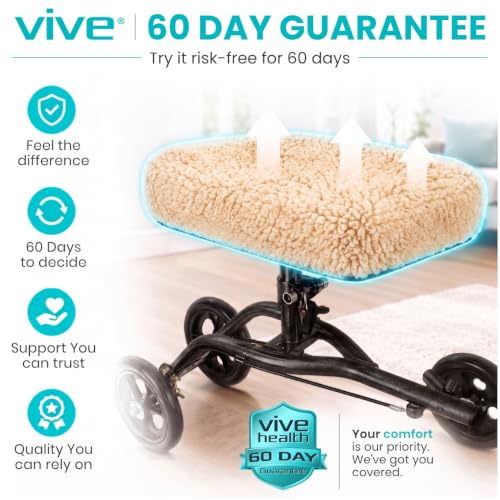 Vive Mobility Knee Scooter Pad Cover - Soft Adult Sheepskin Memory Foam - color: Off-white