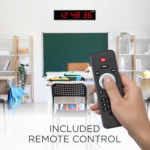 Ivation Oversized Digital Wall Clock with Large LED Display & Timer, 36" | Multi-function with Timer, Stopwatch, Alarms, Temp & Date, Aluminum frame, 6 Brightness levels, Time memory, Remote | Red - color: Red, size: 36" Inch