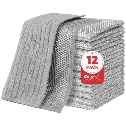 Orighty Dish Cloths, 12 Pack Double-Layer Metal Dish Rags, 7"x8" - color: Grey