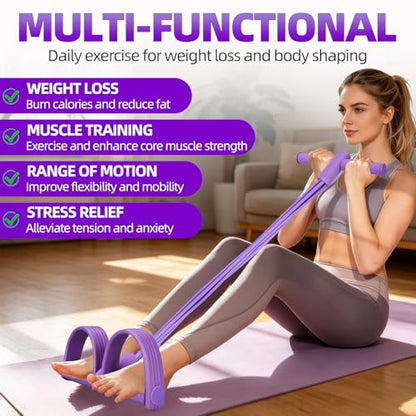 Multifunction 6-Tube Elastic Resistance Band with Foot Pedal, Elastic Pull Rope for Waist, Arm, Leg Stretching