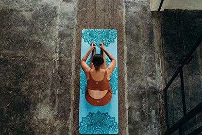 YOGA DESIGN LAB | The Infinity Mat | Luxurious Non-Slip Design Provides Unparalleled Grip to Support and Align You Beautifully | Eco-Friendly | w/Carrying Strap! - color: Mandala Aqua, size: 3mm