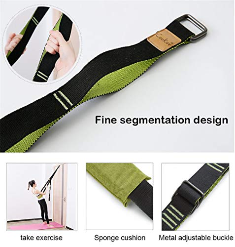 Yoga Fitness Stretching Strap, Door Flexibility Stretching Strap, Improve Leg Waist Back Flexibility Back Bend Assist Trainer, for Rehab Pilates Ballet Dance Cheerleading Splits Gymnastics - color: blue