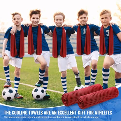 Hosuly 15 Pcs Cooling Towels 40" x 12", Red - color: Red