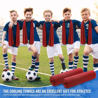 Hosuly 15 Pcs Cooling Towels 40" x 12", Red - color: Red