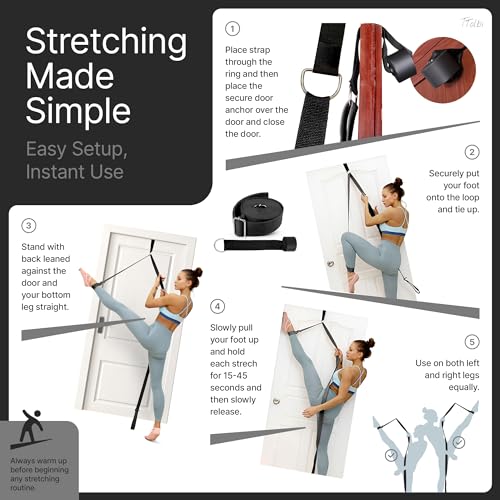 Leg Stretcher Strap with Door Anchor and Resistance Band, Splits Trainer | Home Flexibility Trainer for Splits, Ballet, Dance, Cheer, Yoga, Gymnastics, Pole and Taekwondo, Kids to Adults, All Levels - color: Classic Black