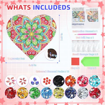 Diakud Arts and Crafts Activities Diamond Gem Art Kit for Kids Ages 8-12 | Jewellery Box Toys for 7 8 9 10 11 12 13 Year Old Girls Boys Gifts Birthday Presents Gift Ideas for Teen Girl 8-10 Years Old - color: flower