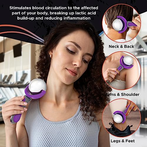 PRIME Fitness Cold Massage Roller Ball | Cold Therapy | Ice Roller Ball with Handle | cryo Stick | Relieve Muscle Pain (Purple) - color: Purple