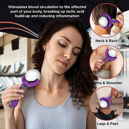 PRIME Fitness Cold Massage Roller Ball | Cold Therapy | Ice Roller Ball with Handle | cryo Stick | Relieve Muscle Pain (Purple) - color: Purple