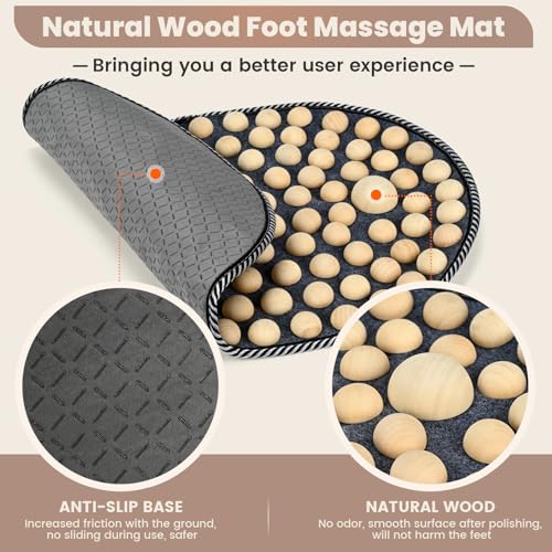Wooden Acupressure Foot Massager Mat, Acupuncture Mat for Pain & Stress