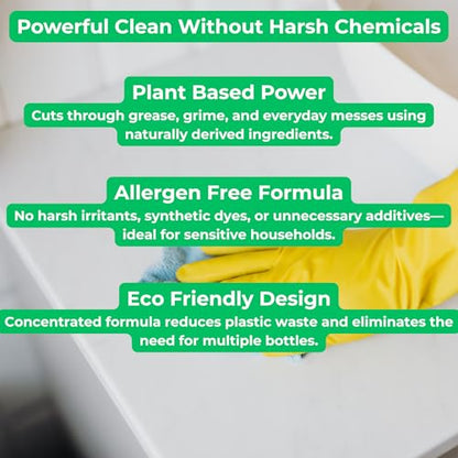 All Purpose Cleaner Concentrate | Makes 6 Bottles | Plant-Based, Non-Toxic, Allergen-Free | Safe for Kids & Pets | Eco-Friendly Multi-Surface Cleaning Spray (8 fl oz)