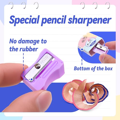 YPLUS Detail Eraser Pencils with Sharpener, Blue, School Supplies, 3 Pcs | Fine Detail Erasing, Sharpener Included, for Sketching, Charcoal Drawings, Pencil Work, and Geometry - color: Blue