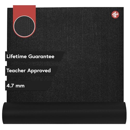 Manduka PROlite Yoga Mat 4.7mm | Lifetime Durability | Hygienic Construction | Teacher Approved - color: Black, size: 68" x 24"