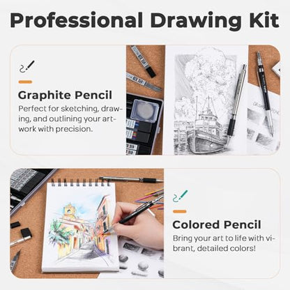 Nicpro Art Drawing Supplies Kit in Leather Case