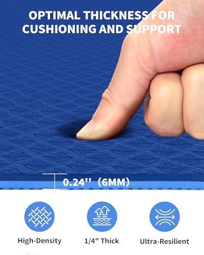 CAMBIVO 72''x48'' Large Yoga Mat, Extra Thick TPE Workout Mat - color: BLUE, size: 6mm