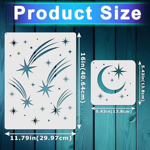 18 PCS Large Star Stencil for Painting Reusable Paint Stencils for Walls Twinkle Star Wall Drawing Stencils for Painting on Wood Craft Canvas Fabric Home Decoration - style: 18 PCS Star